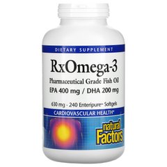 Омега-3 RX, Omega-3 RX, 630 мг, Natural Factors, 240 желатинових капсул
