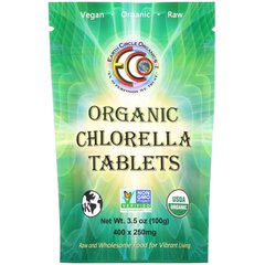 Органічні таблетки хлорели, Organic Chlorella Tablets, Earth Circle Organics, 250 мг, 400 таблеток, 3,5 унції (100 г)