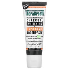Зубна паста для відбілювання з деревним вугіллям, Charcoal Whitening + Fresh Breath Toothpaste, Midnight Mint, TheraBreath, 100 г