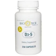 D3-5 холекальциферол, Bio Tech Pharmacal, Inc, 250 вегетаріанських капсул