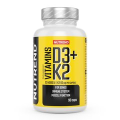 Вітаміни Д3 К2 для кісток та зубів Nutrend (Vitamin D3-K2) 90 капсул