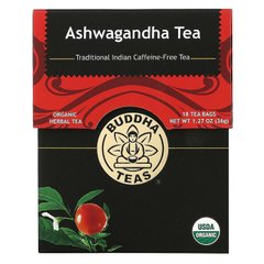 Buddha Teas, Органический травяной чай, Ашваганда, 18 чайных пакетиков, 1,27 унции (36 г) купить в Киеве и Украине