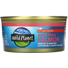 Дикий горбуша, без додавання солі, Wild Pink Salmon, No Salt Added, Wild Planet, 170 г