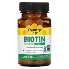 Біотин, Country Life, 1 мг, 100 таблеток