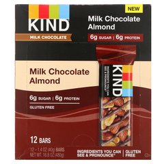 Молочний шоколад, мигдаль, Milk Chocolate, Almond, KIND Bars, 12 батончиків по 40 г кожен