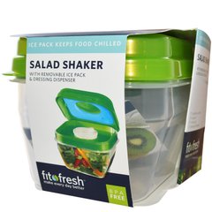 Шейкер для салата с отдельным контейнером для льда и дозатором для соуса, из, Fit & Fresh, 5 частей купить в Киеве и Украине