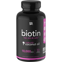 Біотин з кокосовим маслом Sports Research (Biotin with Coconut Oil) 10000 мкг 30 капсул