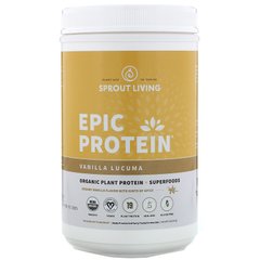 Органічний рослинний білок + суперпродукти, ваніль Lucuma, Epic Protein, Organic Plant Protein + Superfoods, Vanilla Lucuma, Sprout Living, 910 г