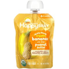 Happy Family Organics, Happy Baby, горіхові суміші, від 6 місяців, органічні банани з 1/2 чайної ложки арахісової олії, 3 унції (85 г)