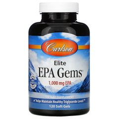 Омега-3, Elite EPA Gems, Carlson Labs, 1000 мг, 120 капсул