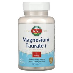 Таурат магния +, Magnesium Taurate Plus, KAL, 400 мг, 90 таблеток купить в Киеве и Украине