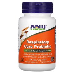 Пробіотики для зміцнення органів дихання Now Foods (Respiratory Care Probiotic) 60 капсул