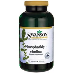 Фосфатидилхолін, Phosphatidylcholine, Swanson, 420 мг, 200 капсул