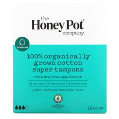 100% органічні супер тампони, 100% Organic Super Tampons, The Honey Pot Company, 18 шт