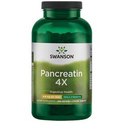 Панкретін 4Х, Pancreatin 4X, Swanson, 375 мг, 300 таблеток