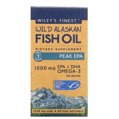 Аляскинский рыбий жир Wiley's Finest (Wild Alaskan Fish Oil) 1250 мг 30 капсул купить в Киеве и Украине