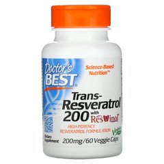 Транс-резвератрол 200, Trans-Resveratrol 200, Doctor's Best, 200 мг, 60 вегетарианских капсул купить в Киеве и Украине