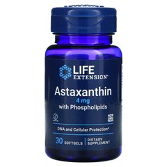 Астаксантин с фосфолипидами Life Extension (Astaxanthin with Phospholipids) 4 мг 30 мягких капсул купить в Киеве и Украине