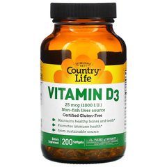 Витамин Д3 Country Life (Vitamin D-3) 1000 МЕ 200 капсул купить в Киеве и Украине