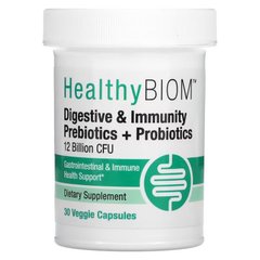 Пребіотики та пробіотики HealthyBiom (Digestive & Immunity Prebiotic + Probiotics) 12 млрд КОЕ 30 рослинних капсул