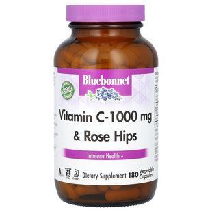 Вітамін C з плодами шипшини Bluebonnet Nutrition (Vitamin C -1000 mg Plus Rose Hips) 1000 мг / 25 мг 180 капсул
