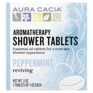 Aura Cacia, Aromatherapy Shower Tablets, Reviving Peppermint, 3 Tablets, 1 oz Each