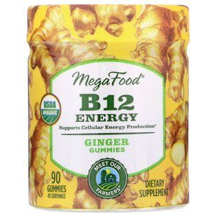 Вітамін В12 смак імбиру MegaFood (Energy B12) 90 жувальних цукерок