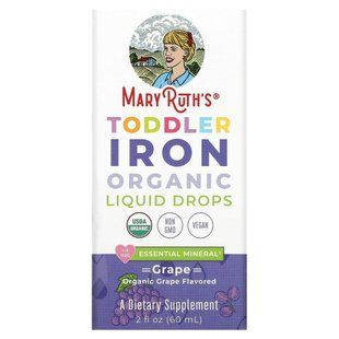 MaryRuth's, Toddler Iron Organic Liquid Drops, 1-3 Years, Grape, 2 fl oz (60 ml)