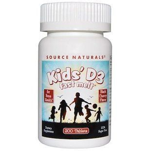 Витамин D3 для детей быстрорастворимый, вкус ягод Source Naturals (Kids' D3) 200 таблеток купить в Киеве и Украине