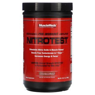 MuscleMeds, Nitrotest, андрогенний передтренувальний комплекс, кавун, 468 г (16,51 унції)