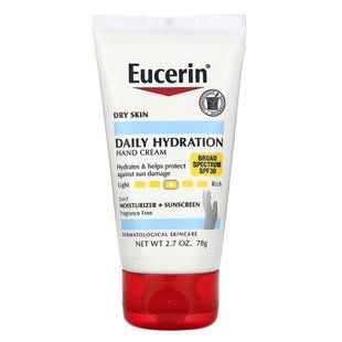 Щоденне зволоження, крем для рук, зволоження і захист від сонця, SPF 30, без ароматизаторів, Daily Hydration Broad Spectrum SPF 30 Hand Cream, Eucerin, 78 г