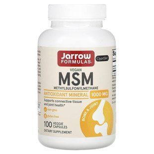 MSM, Jarrow Formulas, 1000 мг, 100 вегетарианских капсул купить в Киеве и Украине