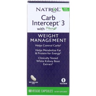 Перехватчик углеводов 3 с фазой 2, Carb Intercept 3, Natrol, 60 капсул купить в Киеве и Украине