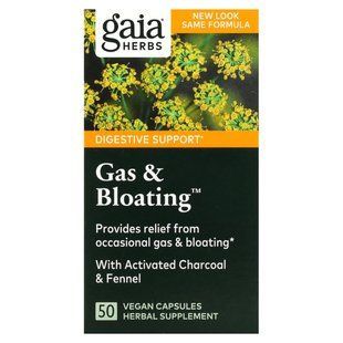 Средство от газов и вздутия, Gaia Herbs, 50 капсул на растительной основе купить в Киеве и Украине