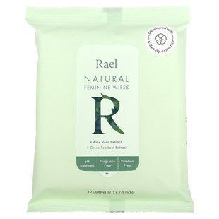 Rael, Natural Feminine Wipes, Fragrance Free, 10 Count купить в Киеве и Украине