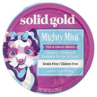 Solid Gold, Mighty Mini&trade;, For Toy & Small Breed Dogs, Chicken, Chickpea & Pumpkin Recipe in Gravy, 3.5 oz (99 g) купить в Киеве и Украине