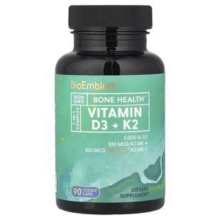 BioEmblem, Vitamin D3 + K2, 90 Veggie Caps