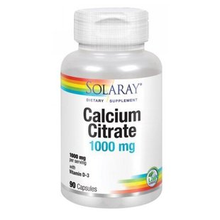 Цитрат кальция с витамином Д-3, Calcium Citrate, Solaray, 1000 мг, 90 капсул купить в Киеве и Украине