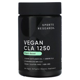 Конъюгированная линолевая кислота Sports Research (Sport CLA 1250) 1250 мг 90 желатиновых капсул купить в Киеве и Украине
