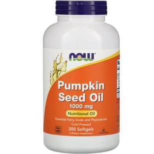 Тыквенное масло Now Foods (Pumpkin Seed Oil) 1000 мг 200 гелевых капсул купить в Киеве и Украине