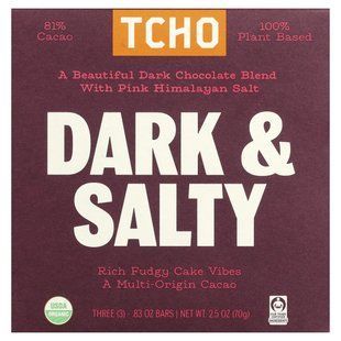 TCHO, Dark & Salty, темный шоколад с розовой гималайской солью, 81% какао, 3 плитки по 0,83 унции купить в Киеве и Украине