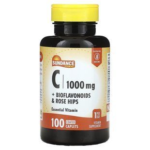 Sundance Vitamins, C + Bioflavonoids & Rose Hips, 100 Coated Caplets купить в Киеве и Украине