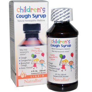 Childrens syrup for cough with cherry flavor, NatraBio, 120 ml