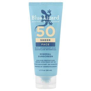 Blue Lizard Australian Sunscreen, Sheer, минеральное солнцезащитное средство для лица, SPF 50, 50 мл (1,7 жидк. унции) купить в Киеве и Украине