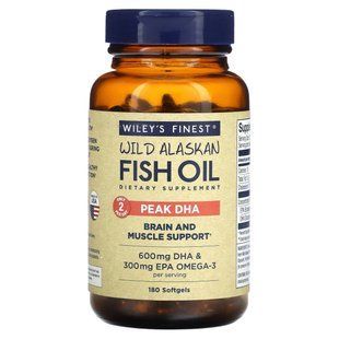 Wiley's Finest, Wild Alaskan Fish Oil, Peak DHA, 180 Softgels купить в Киеве и Украине
