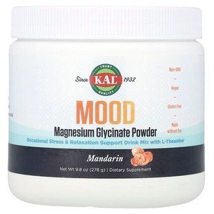 KAL, Mood Magnesium Glycinate Powder, Mandarian, 9.8 oz (278 g) купить в Киеве и Украине
