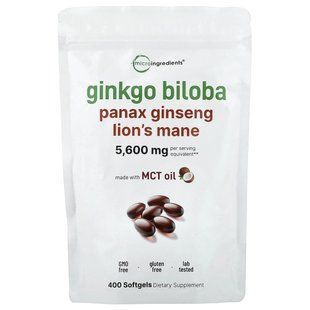 Micro Ingredients, Ginkgo Biloba, Panax Ginseng, Lion's Mane, 400 Softgels