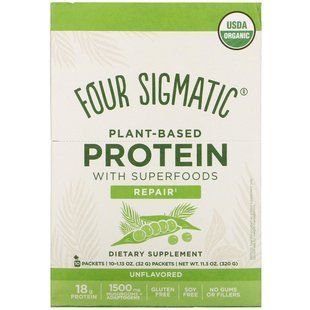 Plant-Based Protein with Superfoods, Unflavored, Four Sigmatic, 10 packages of 1.13 ounces (32 g) each