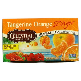 Травяной чай без кофеина Zinger, Мандариново-апельсиновый заряд, Celestial Seasonings, 20 чайных пакетиков, 1,7 унции (47 г) купить в Киеве и Украине