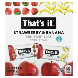 That's It, Mini Fruit Bars Variety Pack, Strawberry & Banana, 10 Bars, 0.7 oz (20 g)Each купить в Киеве и Украине